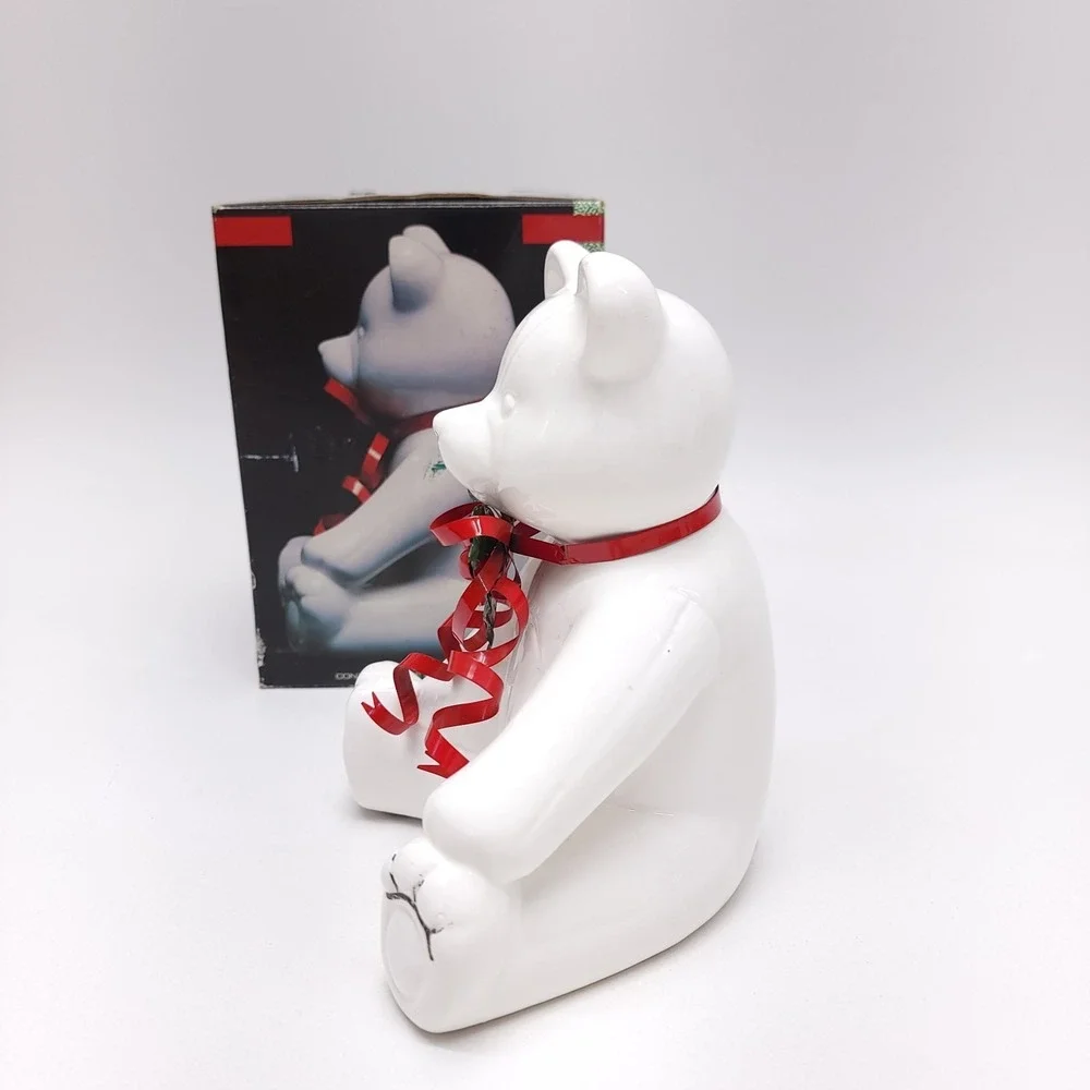 Vintage Christmas Decor Bear Ceramic Metal‎ Holly Bells Ribbon Bow Taiwan 8